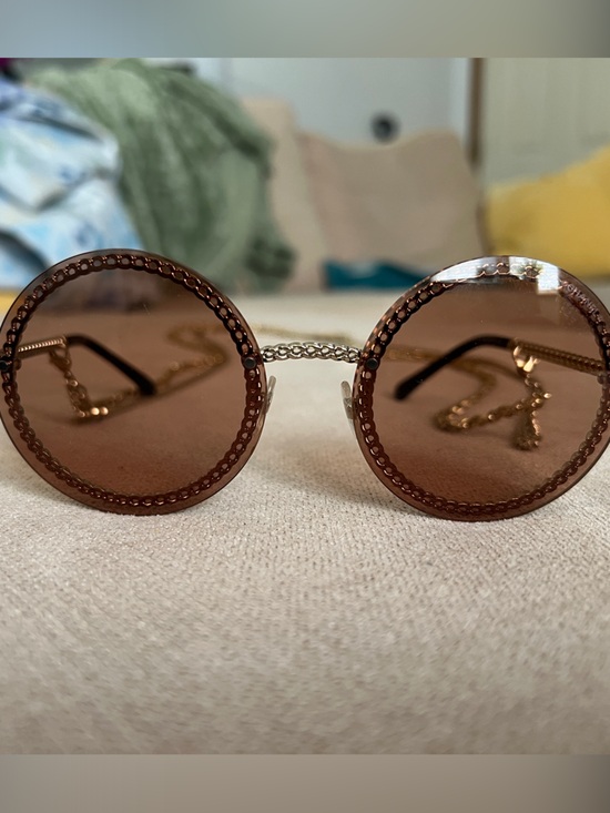 CHANEL Accessories - CHANEL 4245 Round Brown Tinted Sunglasses with Gold Chanel Chain